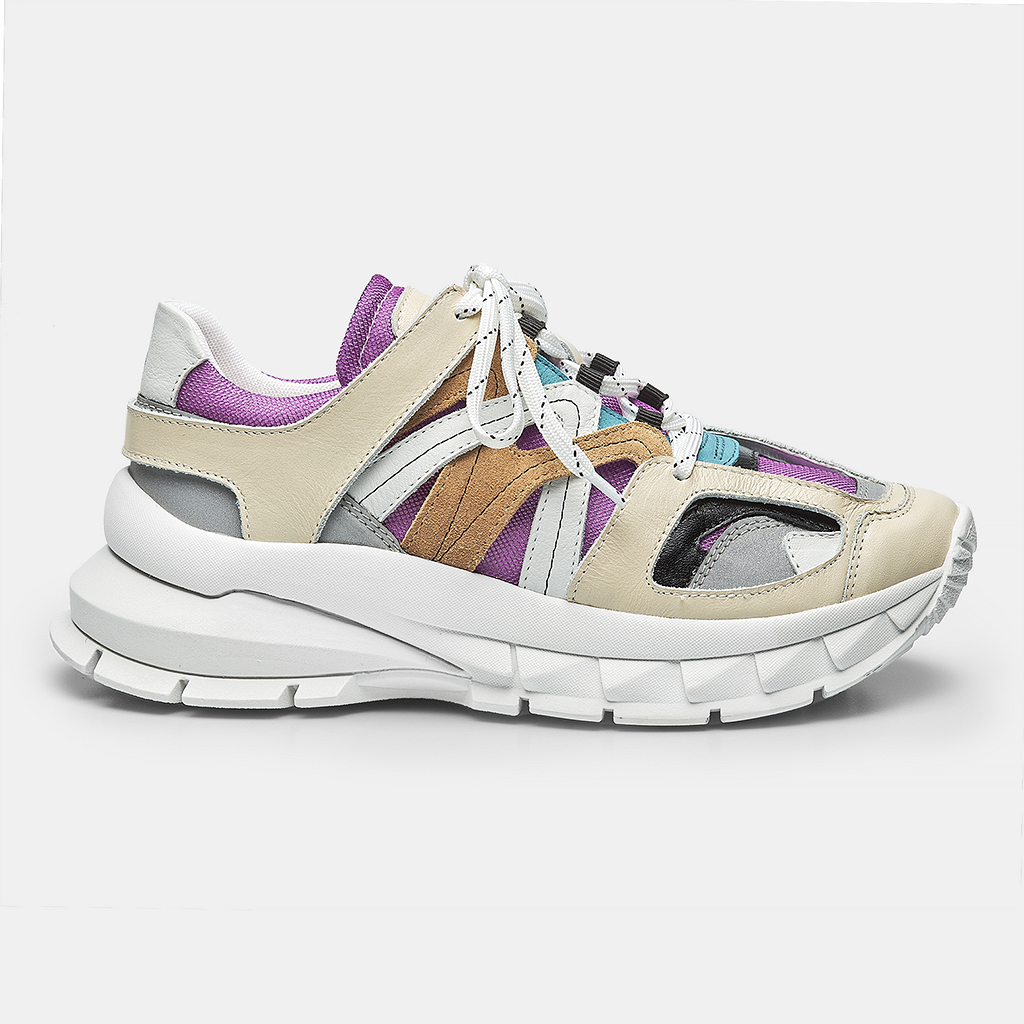 SNEAKER S5 - SAND, PRETO & ROXO